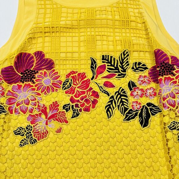 ETRO 40 US/4 Sleeveless Embroidered Lace Flower Sleeveless Top Yellow NWT $1,640 - Picture 5 of 12